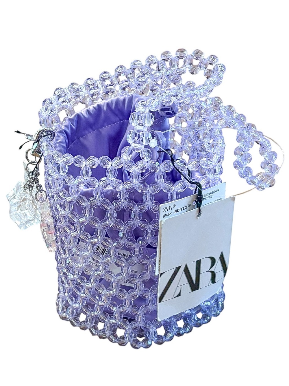 Zara Beaded Cylindrical Bucket Bag